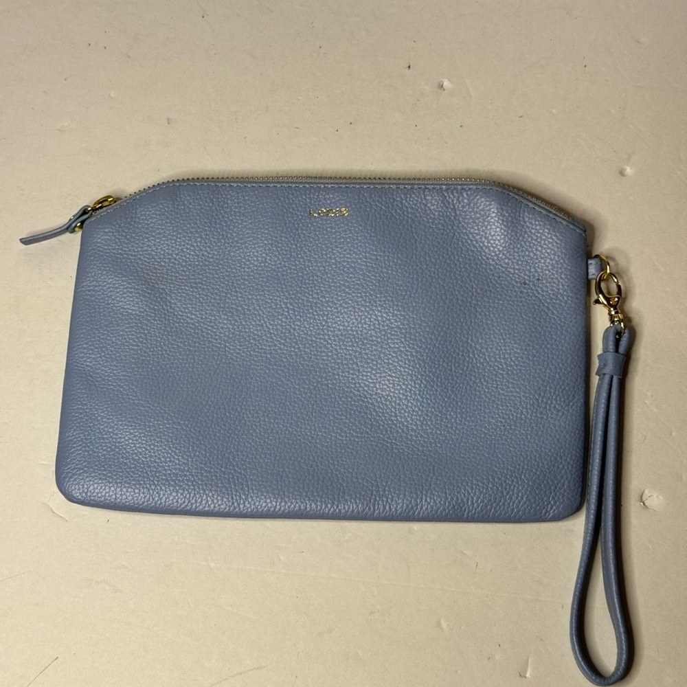 LODIS Soft Blue Leather Clutch Wristlet
